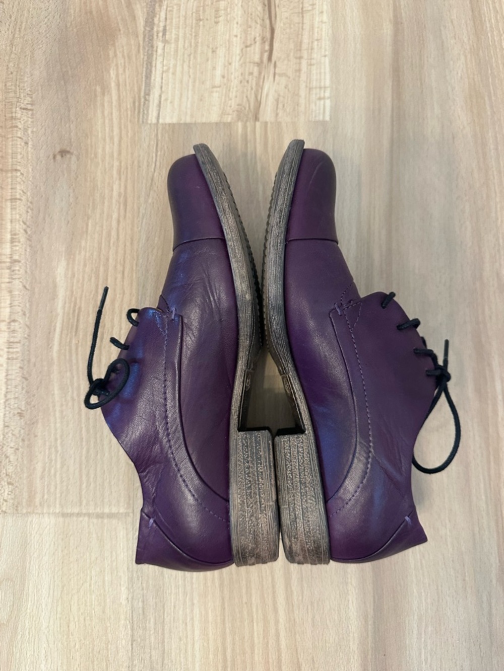 Miz Mooz Letty Eggplant Purple Leather Lace-Up Oxford Shoes - Picture 8 of 12